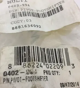 0402-994 Arctic Cat New Oem Pivot Pin 2003 Atv 400 4x4 Manual Foot Shifter
