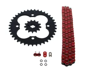 44678 Cycleatv Red O Ring Chain And Sprocket Black For 1986-1987 Honda Trx250r 250r 13/39 96l