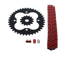 44682 Cycleatv 2005-2008 Honda 400ex Trx400ex 94l Red Non O Ring Chain And Sprocket Black 14/39