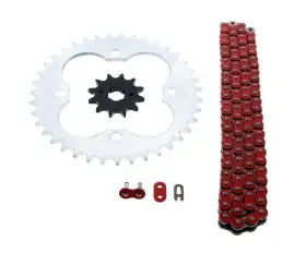 520-96 Cycleatv 60723 1986-1987 Honda Trx250r 250r Red Non O Ring Chain And Sprocket Silver 12/39