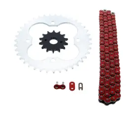 61178 Cycleatv 1999-2004 Honda 400ex Trx400ex 96l Red Non O Ring Chain And Sprocket Silver 14/39