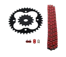 61189 Cycleatv 1999-2004 Honda 400ex Trx400ex 94l Red Non O Ring Chain And Sprocket Black 15/36