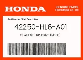 42250-hl6-a01 Honda Genuine Shaft Set Rr. Drive Msds -