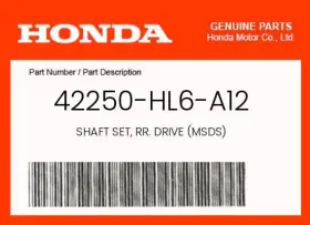 42250-hl6-a12 Honda Genuine Shaft Set Rr. Drive Msds -