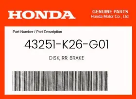 43251-k26-g01 Honda Genuine Disk Rr. Brake -