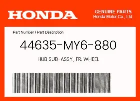 44635-my6-880 Honda Genuine Hub Sub-assy. Fr. Wheel -