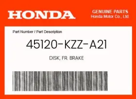 45120-kzz-a21 Honda Genuine Disk Fr. Brake -