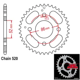 5219-j133016-atv Jt Sprockets Steel Rear Sprocket-30t For 2002-2004 Kymco Mxer 150 Atv