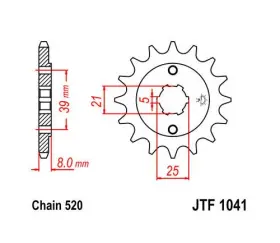 Jtf1041.14 Jt Sprockets Front Sprocket 520 14t #jtf1041.14 Kymco Mxu 150/mxer 150