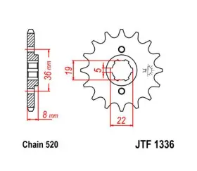 Jtf1336.13 Jt Sprockets Front Sprocket 520 13t Fits Honda Atc350x 1985-1986