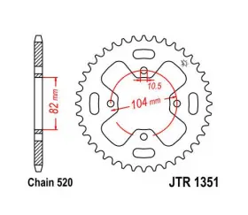 Jtr1351.40 Jt Sprockets Steel Rear Sprocket 520 40t Fits Honda Atc350x 1985