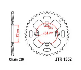 Jtr1352.40 Jt Sprockets Steel Rear Sprocket 520 40t Fits Honda Atc350x 1986
