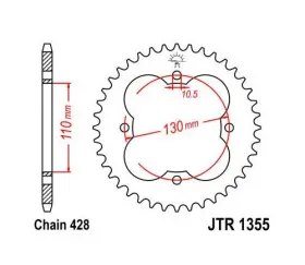 Jtr1355.48 Jt Sprockets Steel Rear Sprocket 428 48t Fits Honda Trx125 Fourtrax 125 2x4 1987-1988