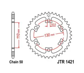 Jtr1421.40 Jt Sprockets Steel Rear Sprocket 530 40t Bombardier/can-am Ds650 X/ds650/ds 650/ds650 Baja