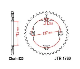 Jtr1760.36 Jt Sprockets Steel Rear Sprocket 520 36t Fits Suzuki Lt-r450 Quadracer 450 2006-2010