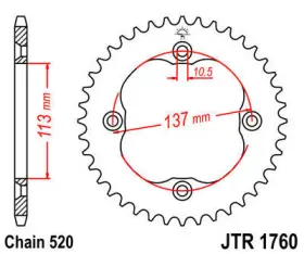 Jtr1760.40 Jt Sprockets Steel Rear Sprocket 520 40t For Suzuki Lt-z400 Quadsport 400 2009-2012