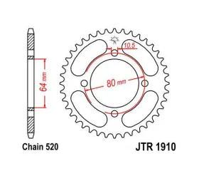 Jtr1910.32 Jt Sprockets Steel Rear Sprocket 520 32t Yamaha Yfa1 Breeze/yfm125g Grizzly 125