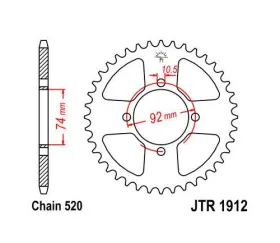 Jtr1912.42 Jt Sprockets Steel Rear Sprocket 520 42t Fits Yamaha Ytm200 Tri-moto 1983-1985