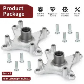 Moto1988 5135546 For Polaris Hawkeye Sportsman 300 400 06-11 Rear Left Right Hubs And Bolts
