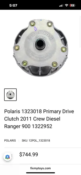 1322952 Polaris 1323018 New Oem Primary Drive Clutch 2011 Crew Diesel Ranger 900