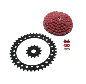 406257 Race-driven Chain And Black Sprocket For Yamaha Banshee 350 Yfz350 1989-2006 Red 13/41 104l