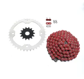 520-96l Race-driven F-13082 Red O-ring Chain And Silver Sprocket 14/38 2004 - 2009 Yamaha Yfz450
