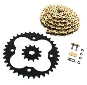 F-15187 Race-driven 1986 1987 Honda Fourtrax Trx 250r Gold O-ring Chain And Black Sprocket 12/36 96l