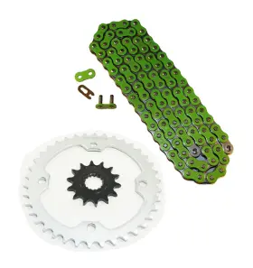 F-15915 Race-driven Green Non O-ring Chain And Silver Sprocket 15/40 102 10-11 Yamaha Yfz450x Yfz 450x