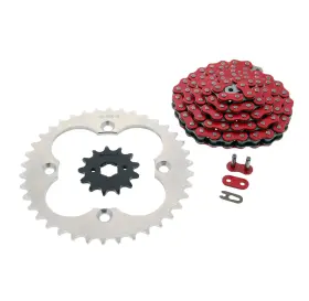 F-28642 Race-driven Red Chain And Silver Sprocket 2000 - 2006 Honda Sportrax 300ex Trx300ex 13/38 86l