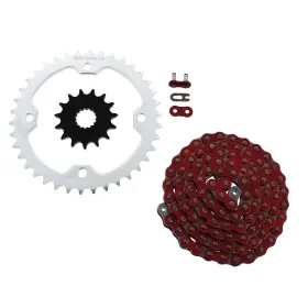 F-37598 Race-driven Red Non O-ring 102l Chain And Silver Sprocket 15/38 Fits 2009 -2013 Yamaha Yfz450r