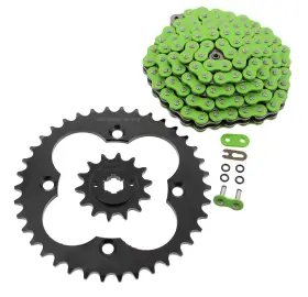 F-400980 Race-driven 1988 1989 Honda Fourtrax Trx 250r Green O-ring Chain And Black Sprocket 14/38 92l