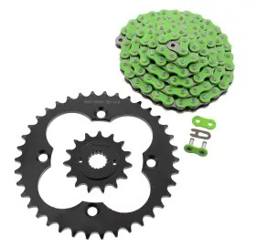 F-401537 Race-driven 1999-2004 Honda 400ex Trx400ex Green Non O-ring Chain And Black Sprocket 15/38 94l