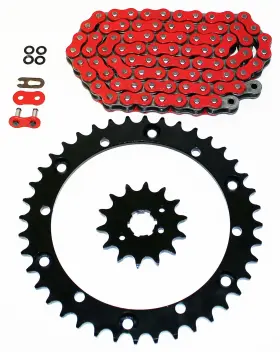 F-41637 Race-driven Chain And Sprockets For Yamaha Warrior 350 Yfm350 2001-2004 Red O-ring 13/41 98l