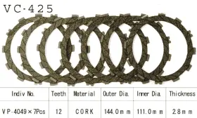 Atcl-ka539027-52 Vesrah 1983-1985 Kawasaki Klt250 Prairie Atv Clutch Friction Set