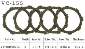 Vc-155 Vesrah Clutch Friction Plate Kit Cork #vc-155 For Honda/kawasaki