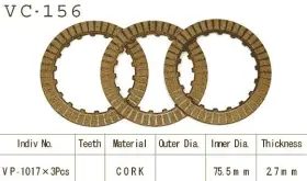 Vc-156 Vesrah Clutch Friction Plate Kit Cork For Honda Atc110/atc90/atc125/trx125