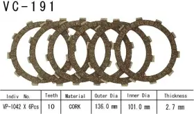 Vc-191 Vesrah Clutch Friction Plate Kit Cork For Honda Trx 420/300/350/450/t400