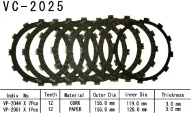 Vc-2025 Vesrah Clutch Friction Plate Kit Cork Fits Yamaha Yfm700r Raptor 700r/yfz450 Atv