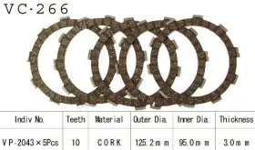 Vc-266 Vesrah Clutch Friction Plate Kit Cork #vc-266 For Yamaha Yz80 1981-1985