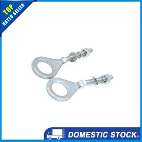 X Autohaux 726215641974 Pack Of 2 Motorcycle 18mm Dia Hole Chain Axle Adjuster Tensioner Silver Tone