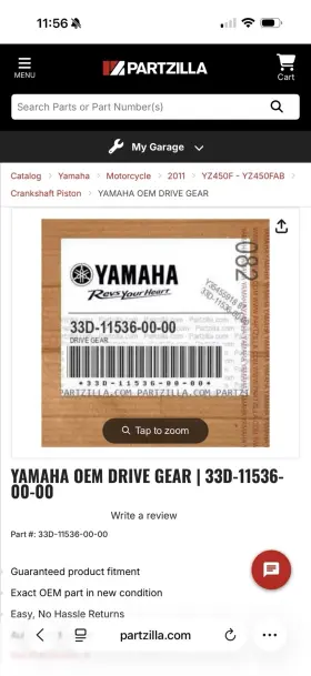 33d-11536-00-00 Yamaha Oem Drive Gear