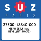 27300-18840-000 Suzuki Gear Set,final BEVEL(NT:10/36) 2730018840000, New Genuine. Price: $1010.70.