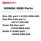 Genuine Oem Honda Disk Rr. Brake 43351-KRN-A90 42717-329-000 43330-MKE-AA0 Etc. New. Price: $205.00.