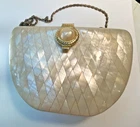 Vintage Mother Of Pearl Mosaic Clutch Purse Gold Chain Strap Bag Minaudi Pre-owned. Price: $75.99.