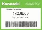 Kawasaki Genuine CIRCLIP-TYPE-C,16MM 480J1600 New. Price: $5.11.