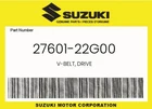 Suzuki Genuine V-belt, Drive 27601-22G00 New. Price: $24.84.
