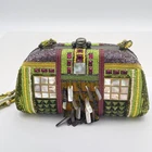 Mary Frances Beaded Clutch Purse Womens Green Purple Kiss Lock Mother Of Pearl Pre-owned. Price: $129.99.